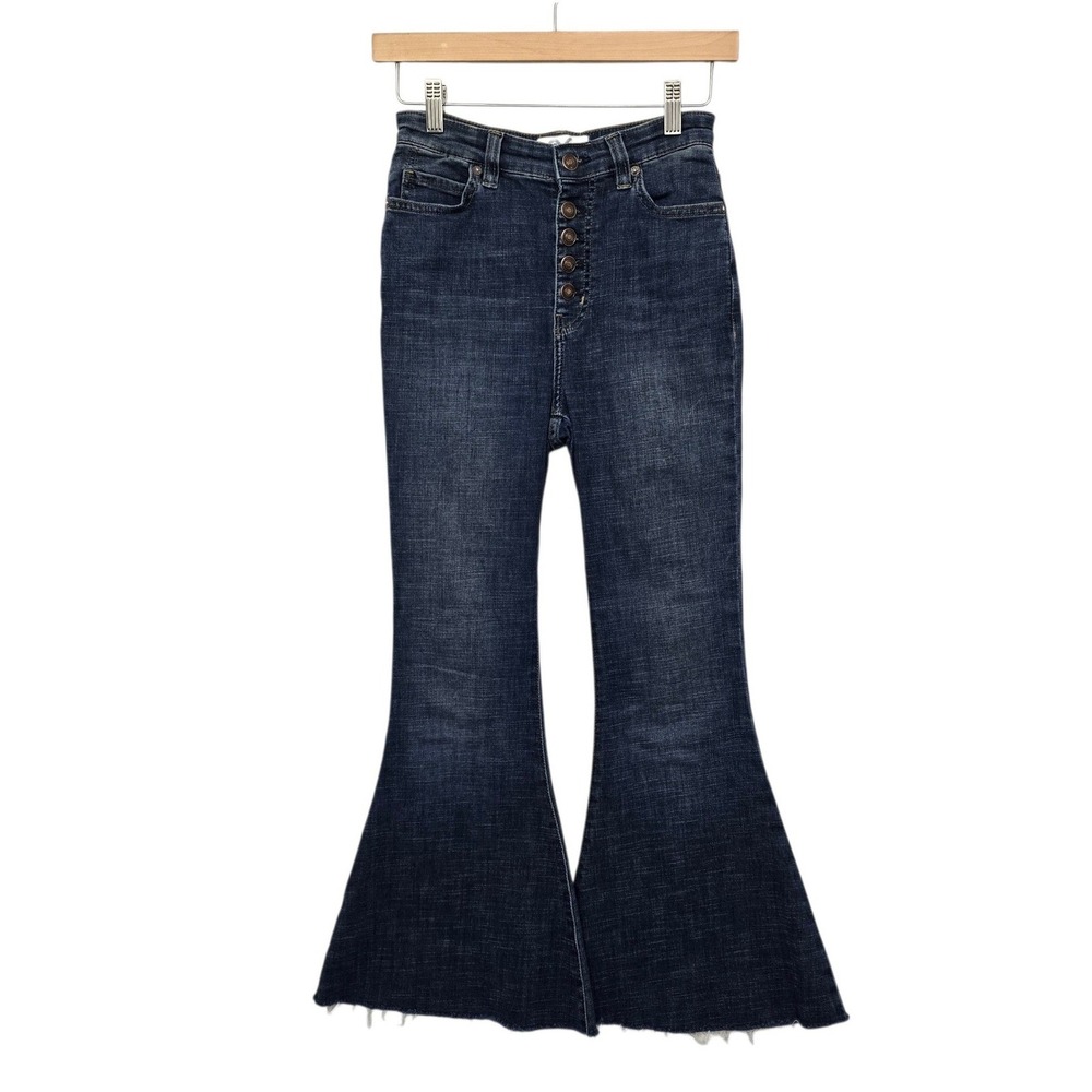 Free People Just Float On Flare Jeans Dark Wash Button Fly High Rise Size 26